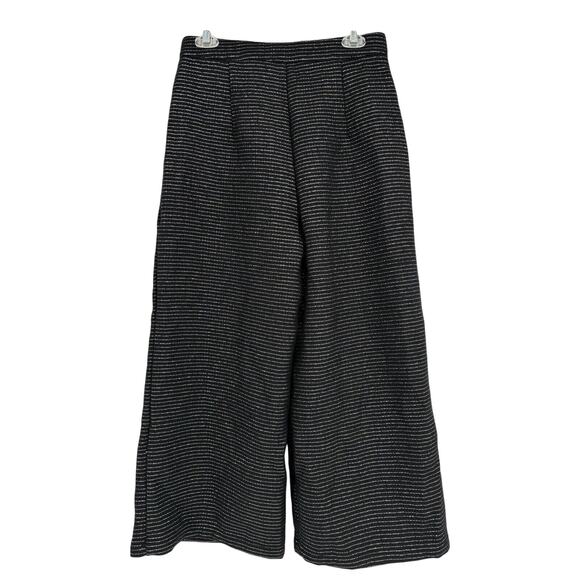 NEW Cider Women's Wide Leg‎ Pants Black W/ Metallic Striping Medium Cropped NWT - Picture 2 of 13